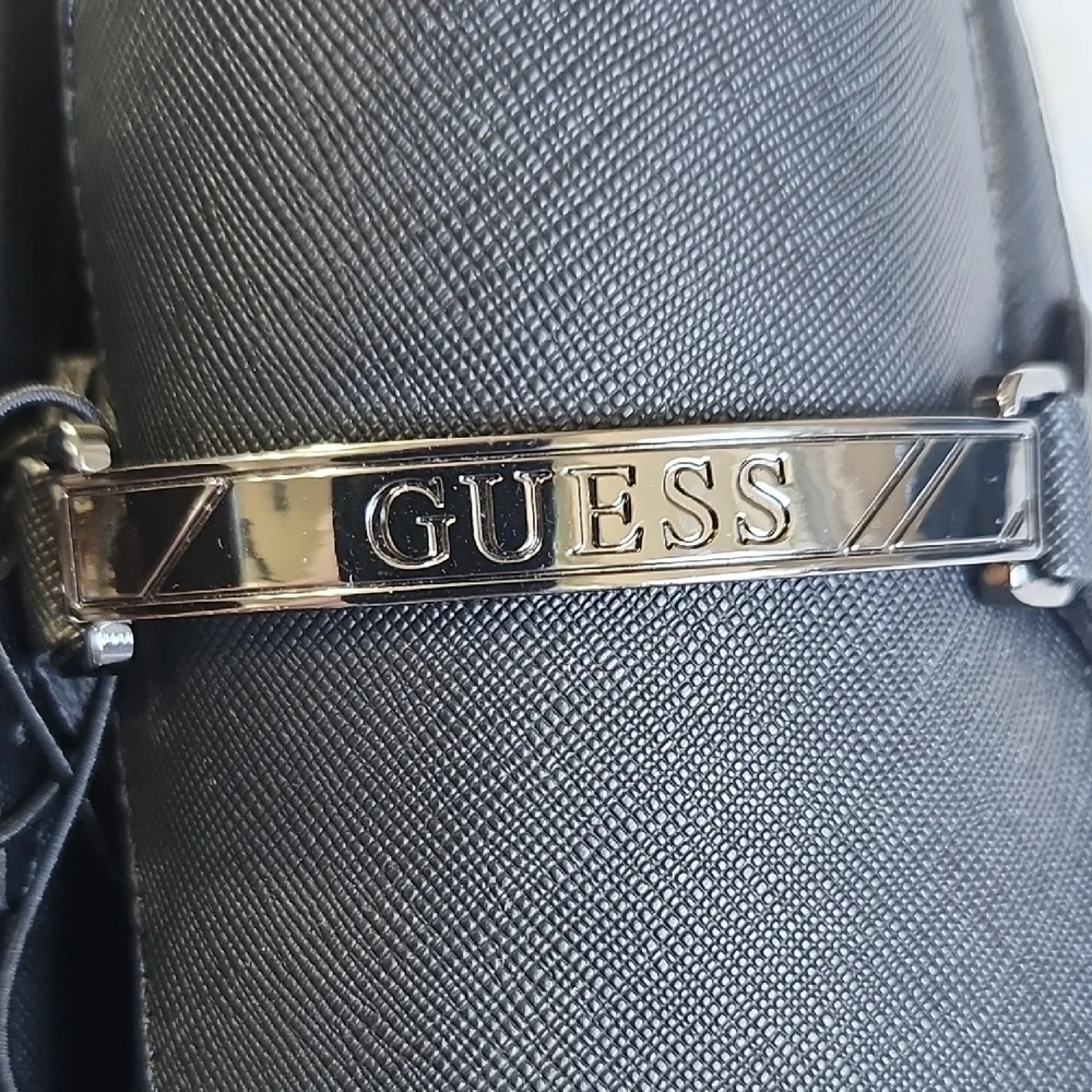 GUESS Men's Black Slip-On Loafers with Silver Accent